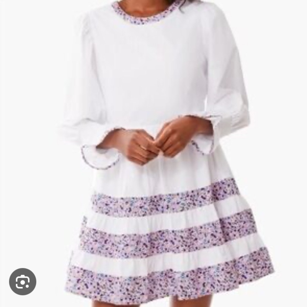 Tuckernuck Purple Floral Tiered Fran Mini Dress size large